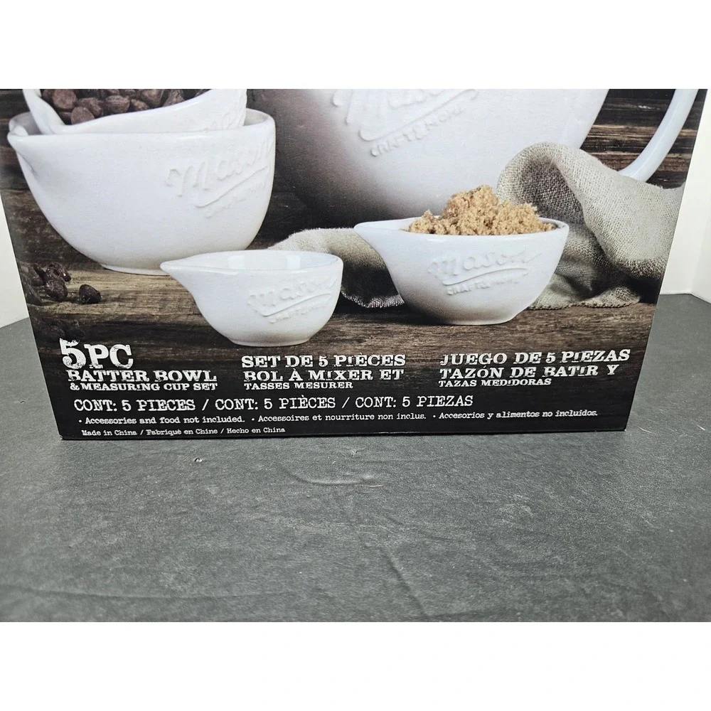 Mason Craft & More 5 Piece Batter Bowl & Measuring Cup Set New in Box GIFT SET